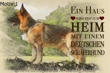 Nostalgieschild - Hundeschild im Retrostil Motiv: Deutscher Schäferhund #1